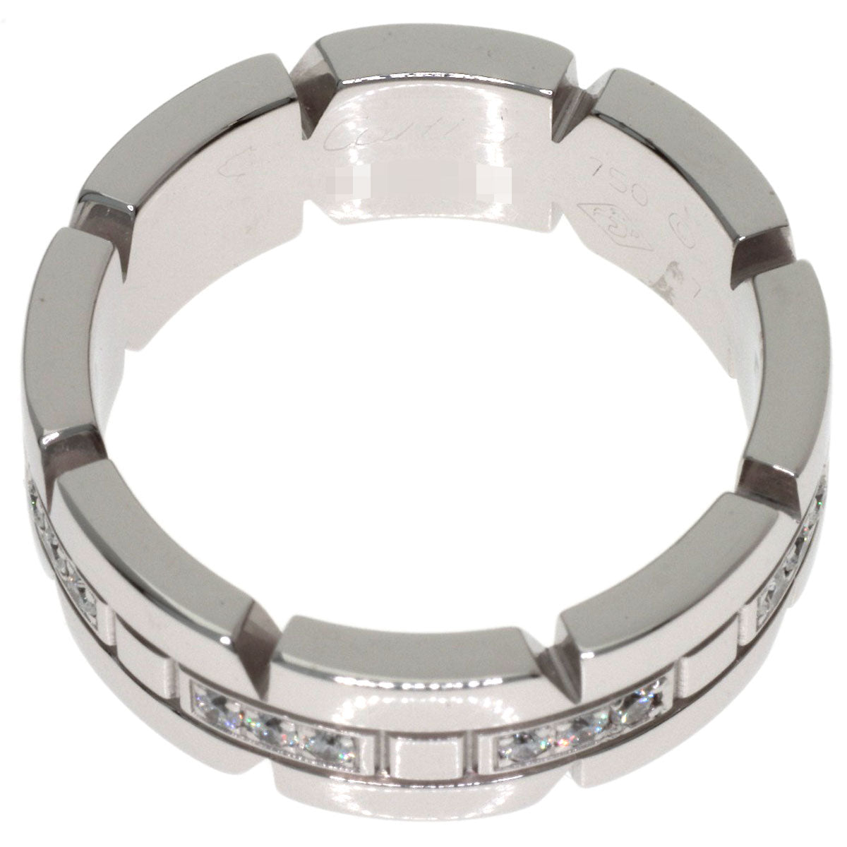CARTIER Tank Française Half Diamond #47 Ring K18 White Gold Ladies [Used]