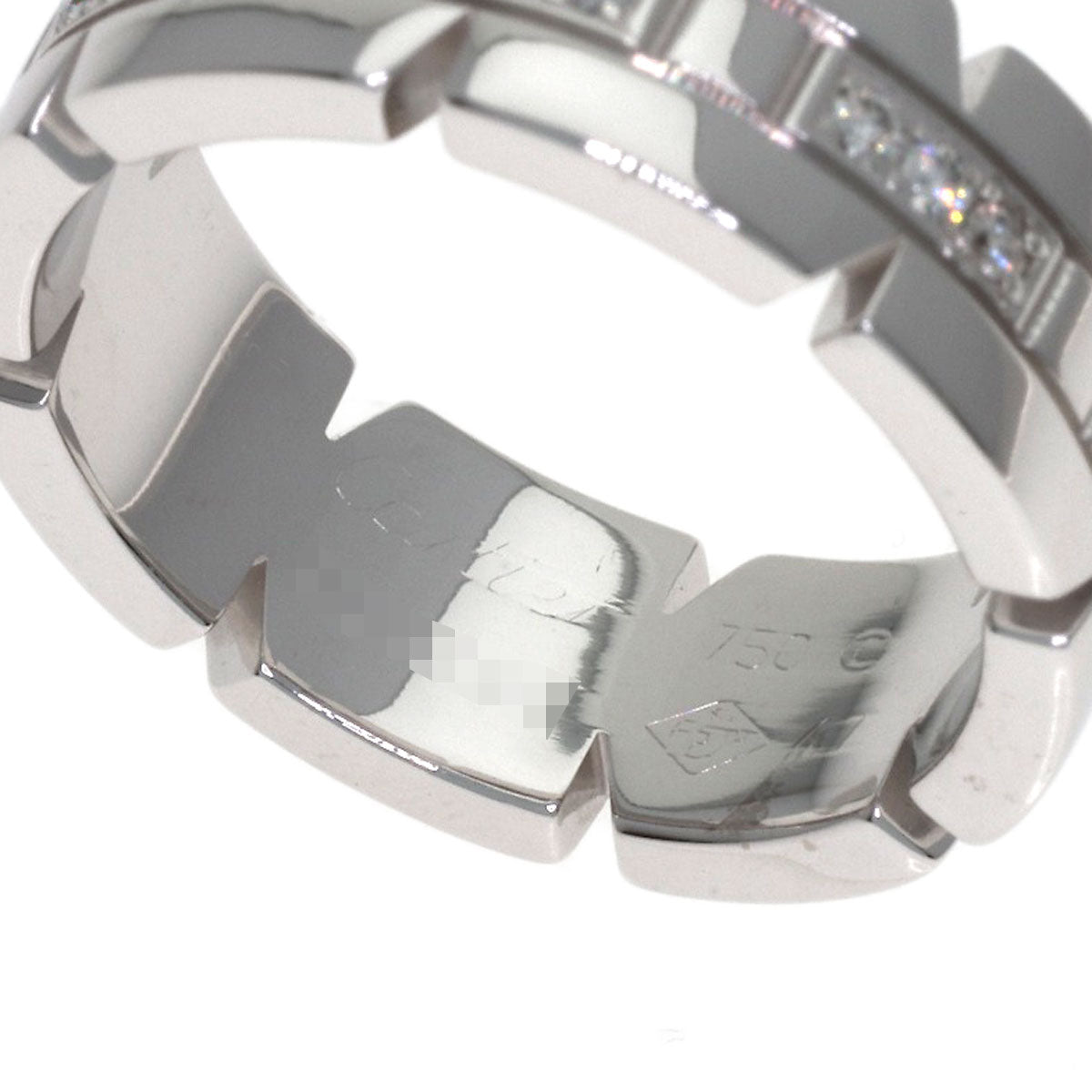 CARTIER Tank Française Half Diamond #47 Ring K18 White Gold Ladies [Used]