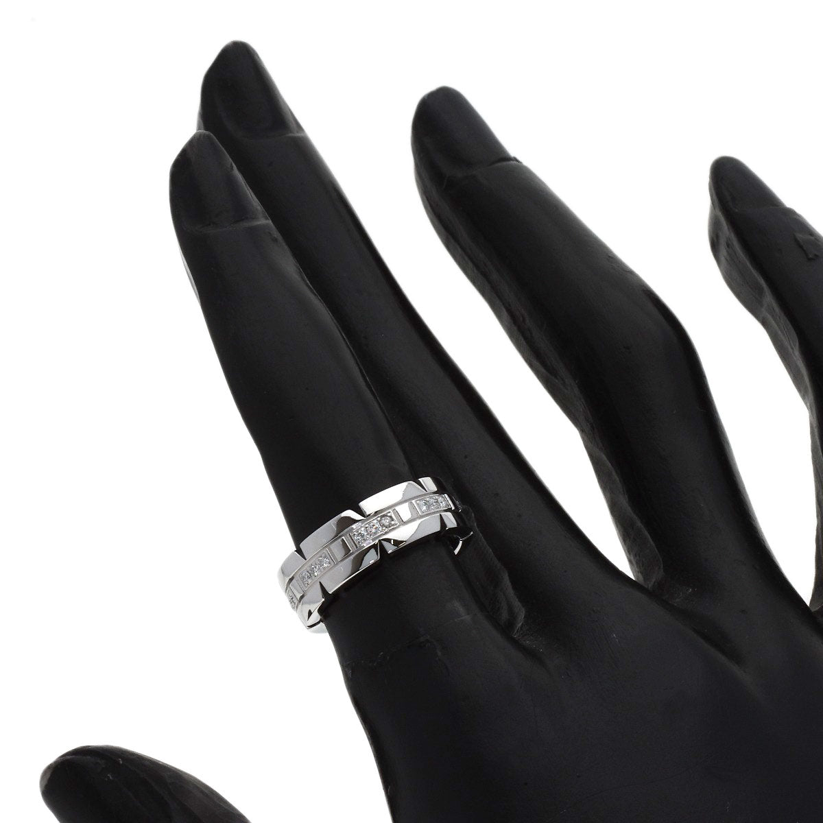 CARTIER Tank Française Half Diamond #47 Ring K18 White Gold Ladies [Used]