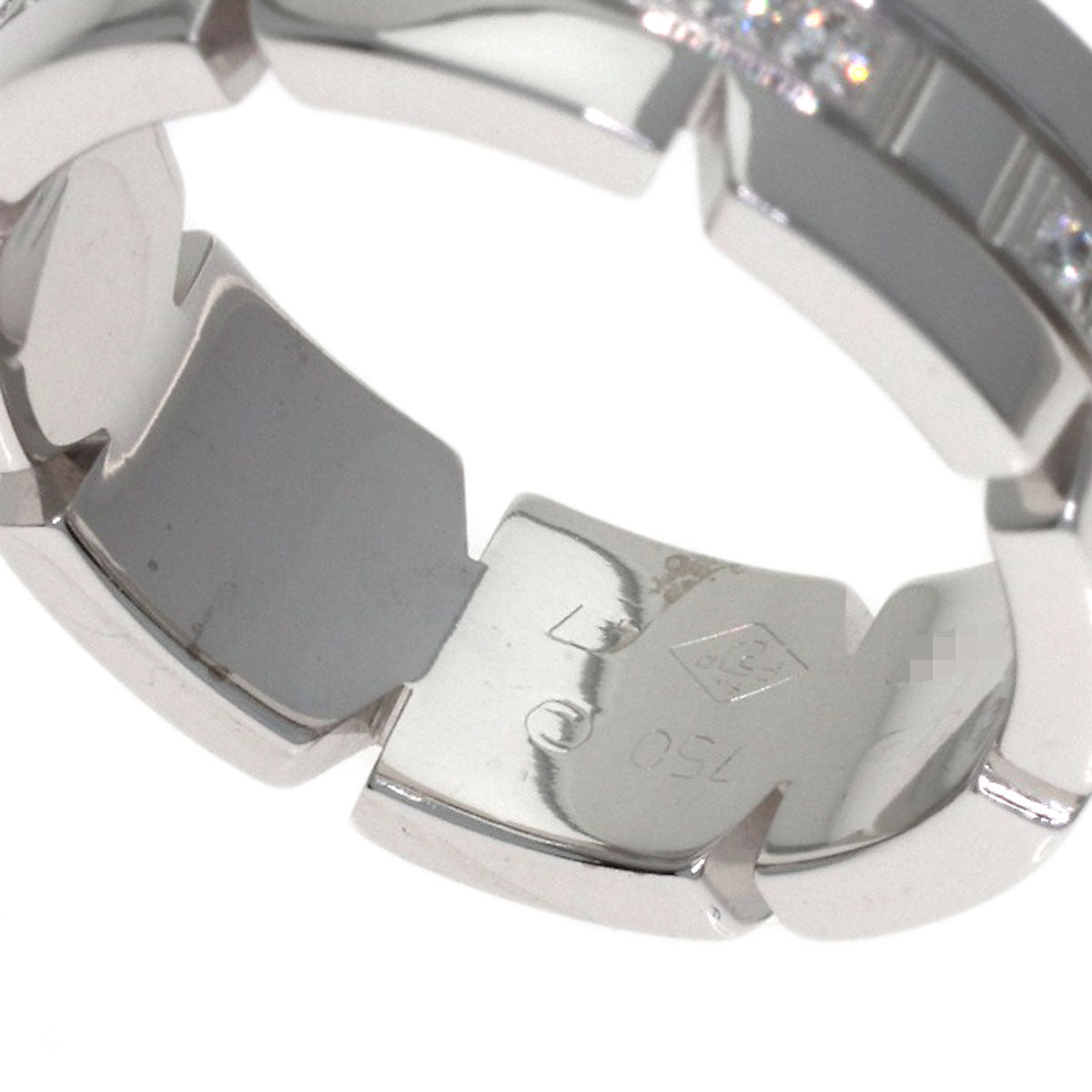 CARTIER Tank Française Half Diamond #47 Ring K18 White Gold Ladies [Used]