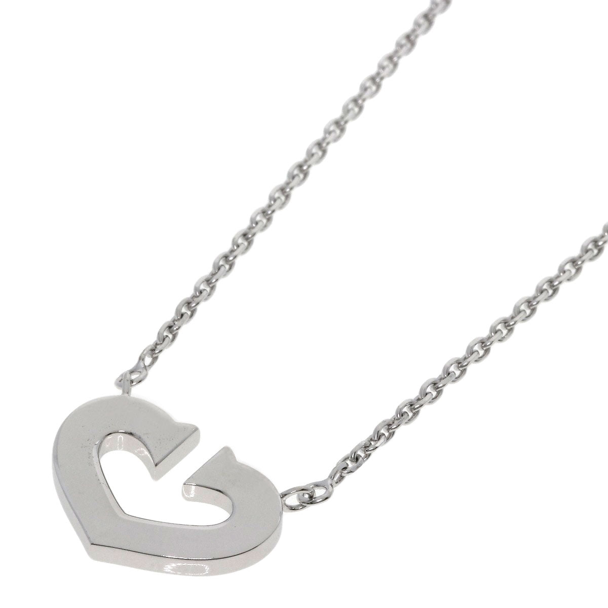 CARTIER C heart Necklace K18 White Gold Ladies [Used]