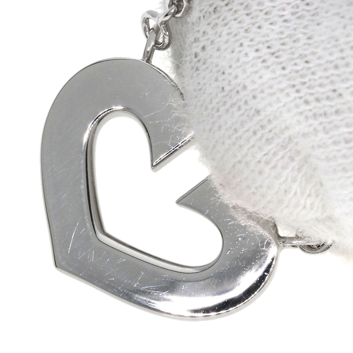 CARTIER C heart Necklace K18 White Gold Ladies [Used]