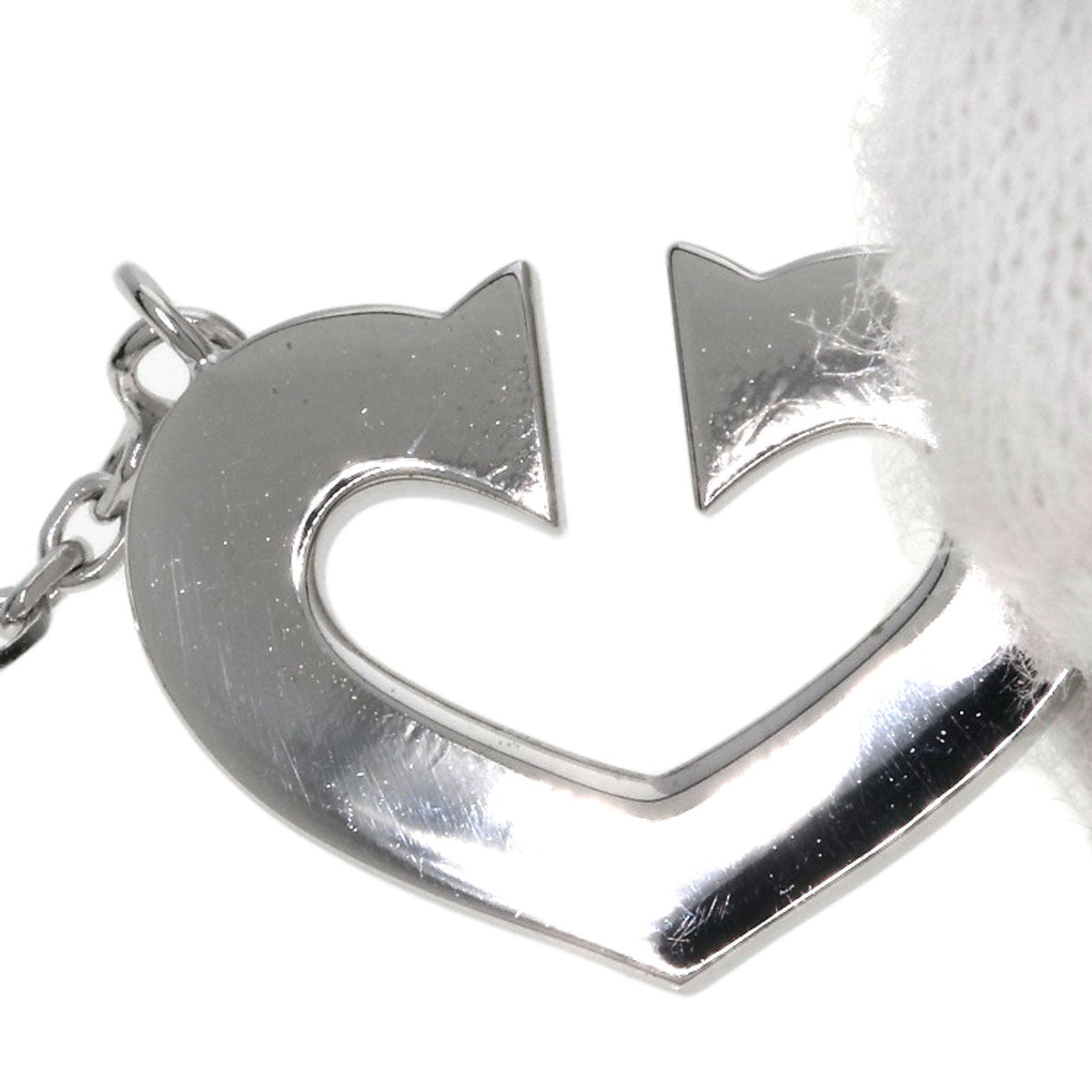 CARTIER C heart Necklace K18 White Gold Ladies [Used]