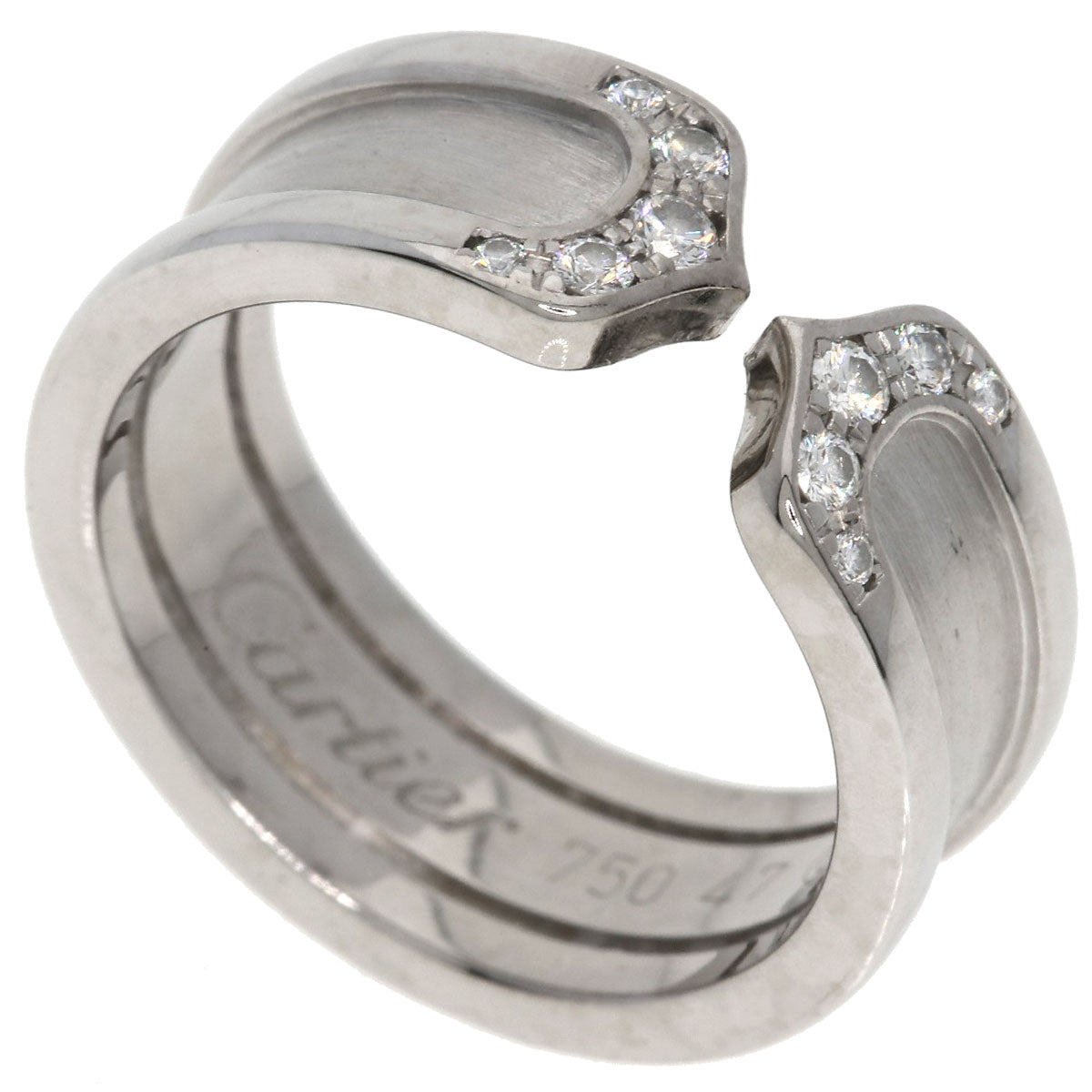 CARTIER C2 Ring SM Diamond #47 Ring K18 White Gold Ladies [Used]