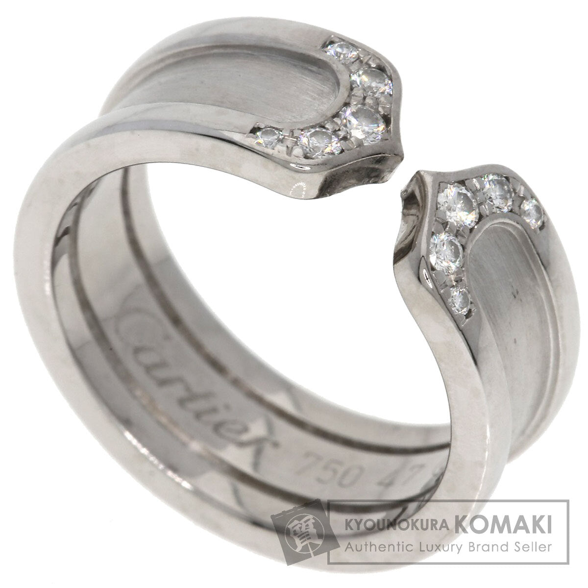 CARTIER C2 Ring SM Diamond #47 Ring K18 White Gold Ladies [Used]