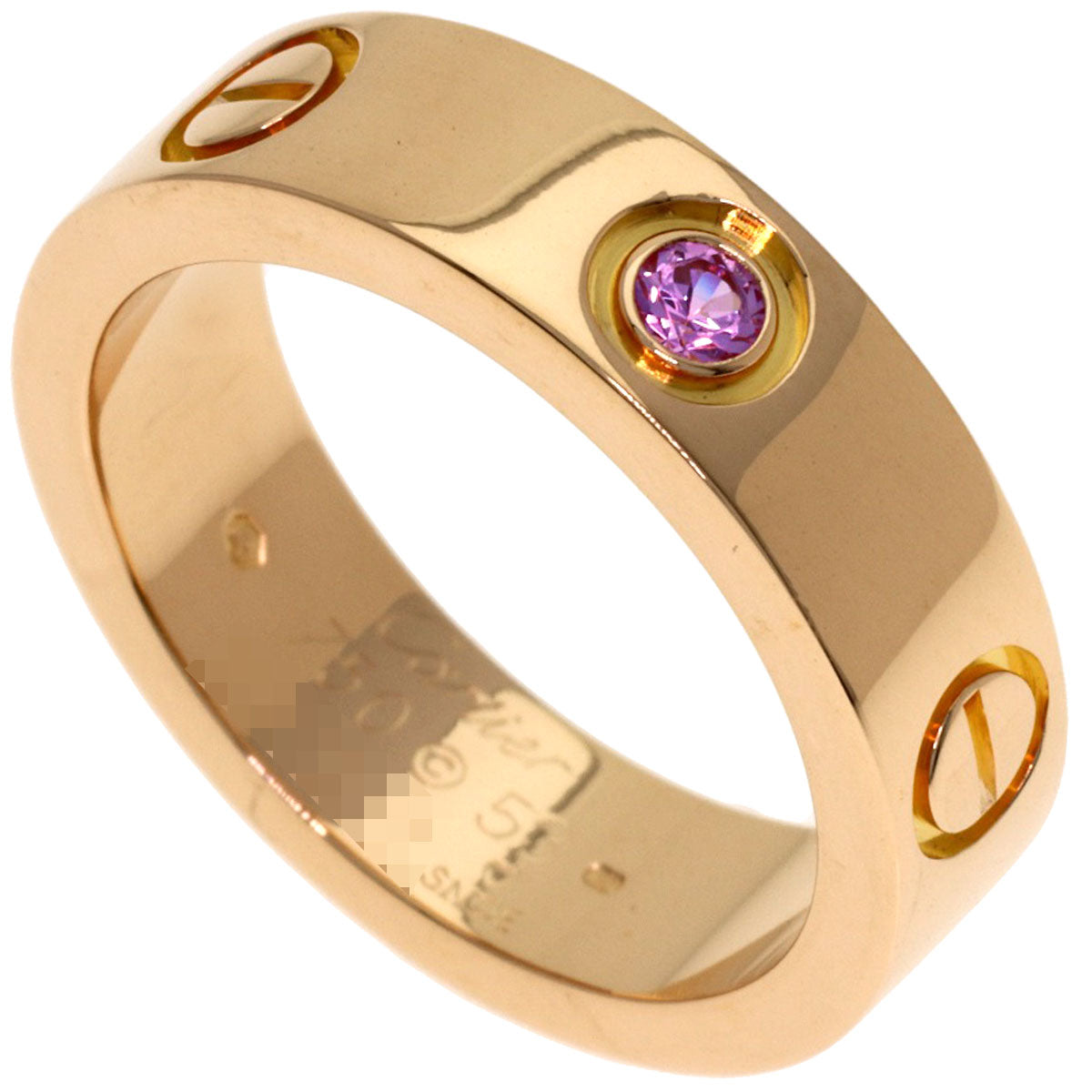 CARTIER Love Ring 1P Sapphire #53 Ring K18 Pink Gold Ladies [Used]