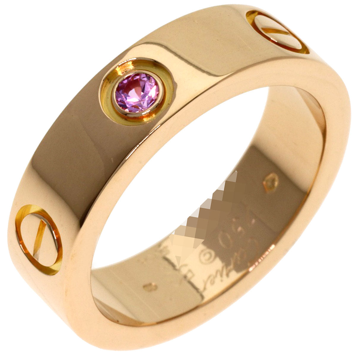 CARTIER Love Ring 1P Sapphire #53 Ring K18 Pink Gold Ladies [Used]