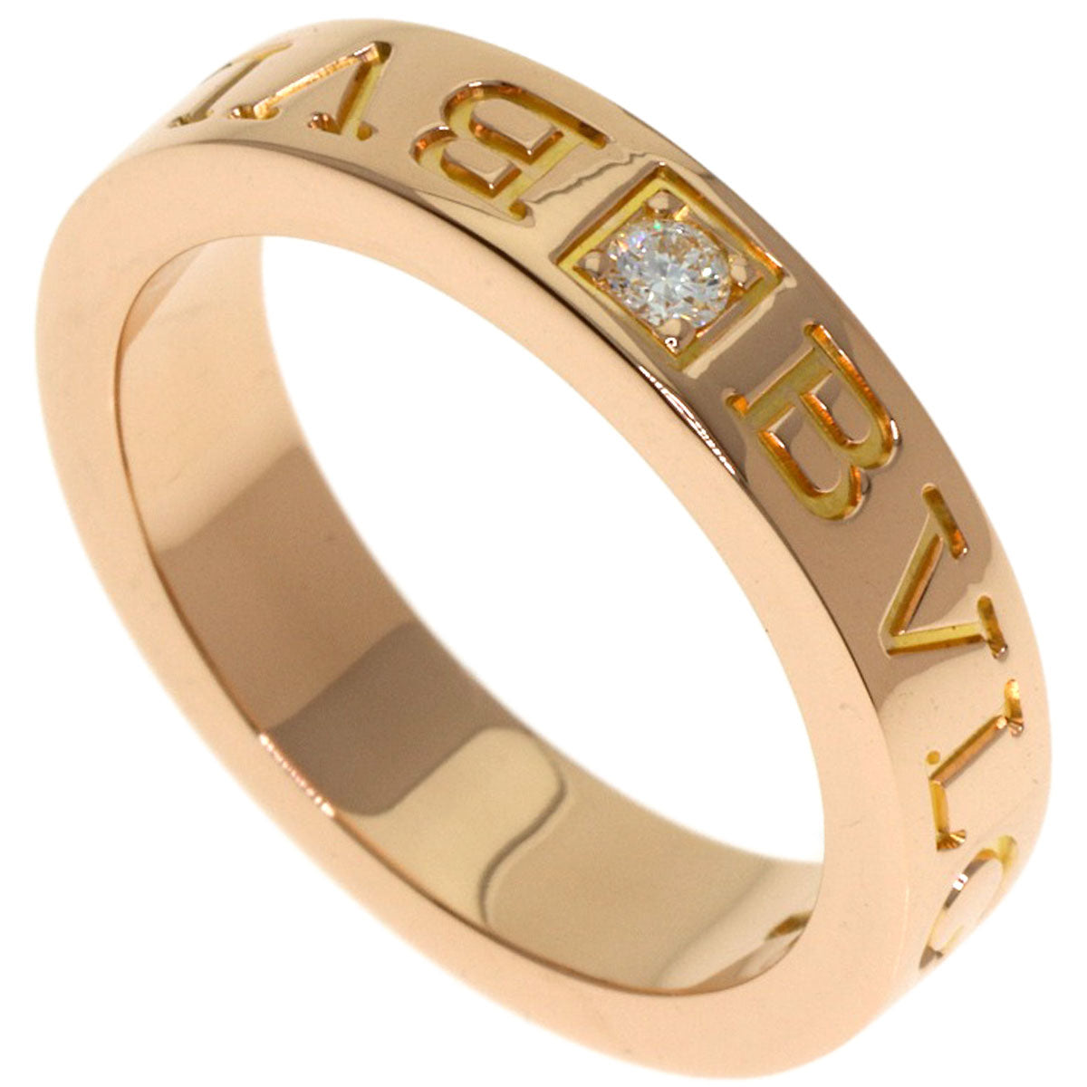 BVLGARI Double logo 1P Diamond Ring K18 Pink Gold Ladies [Used]