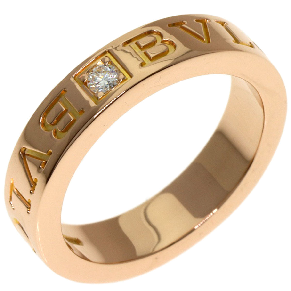 BVLGARI Double logo 1P Diamond Ring K18 Pink Gold Ladies [Used]