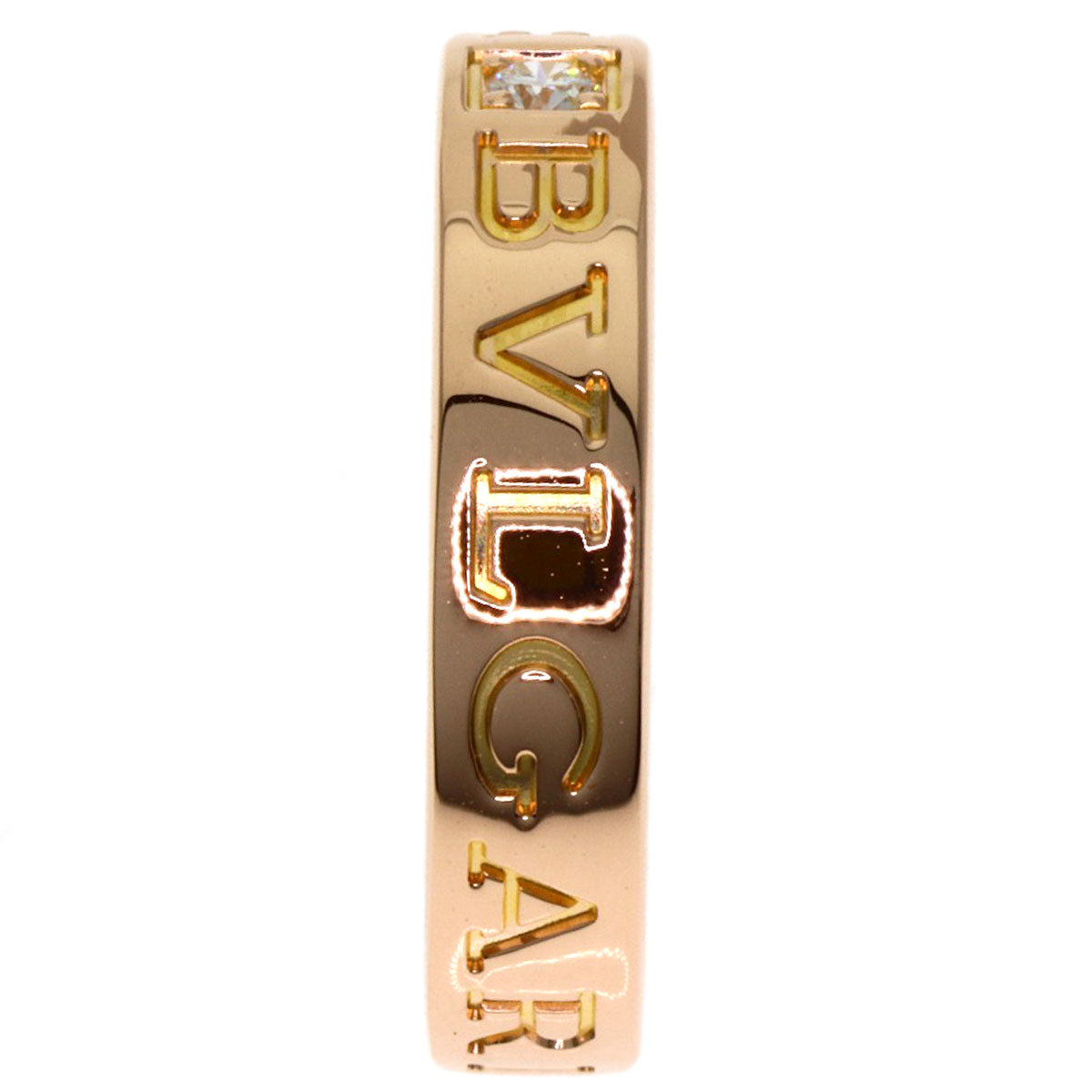 BVLGARI Double logo 1P Diamond Ring K18 Pink Gold Ladies [Used]