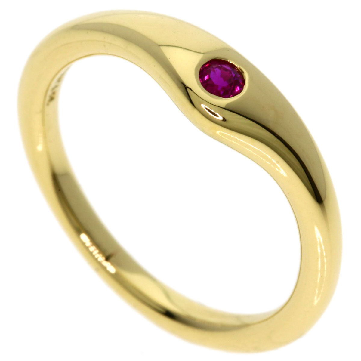 TIFFANY&Co. Ruby Wave Ring K18 Yellow Gold Ladies [Used]