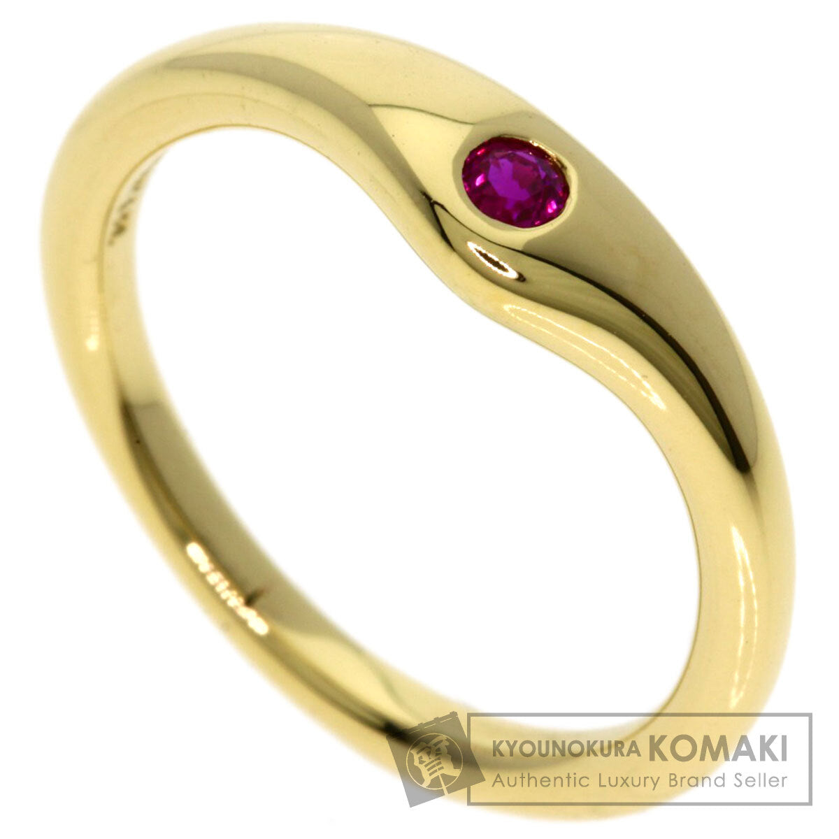 TIFFANY&Co. Ruby Wave Ring K18 Yellow Gold Ladies [Used]