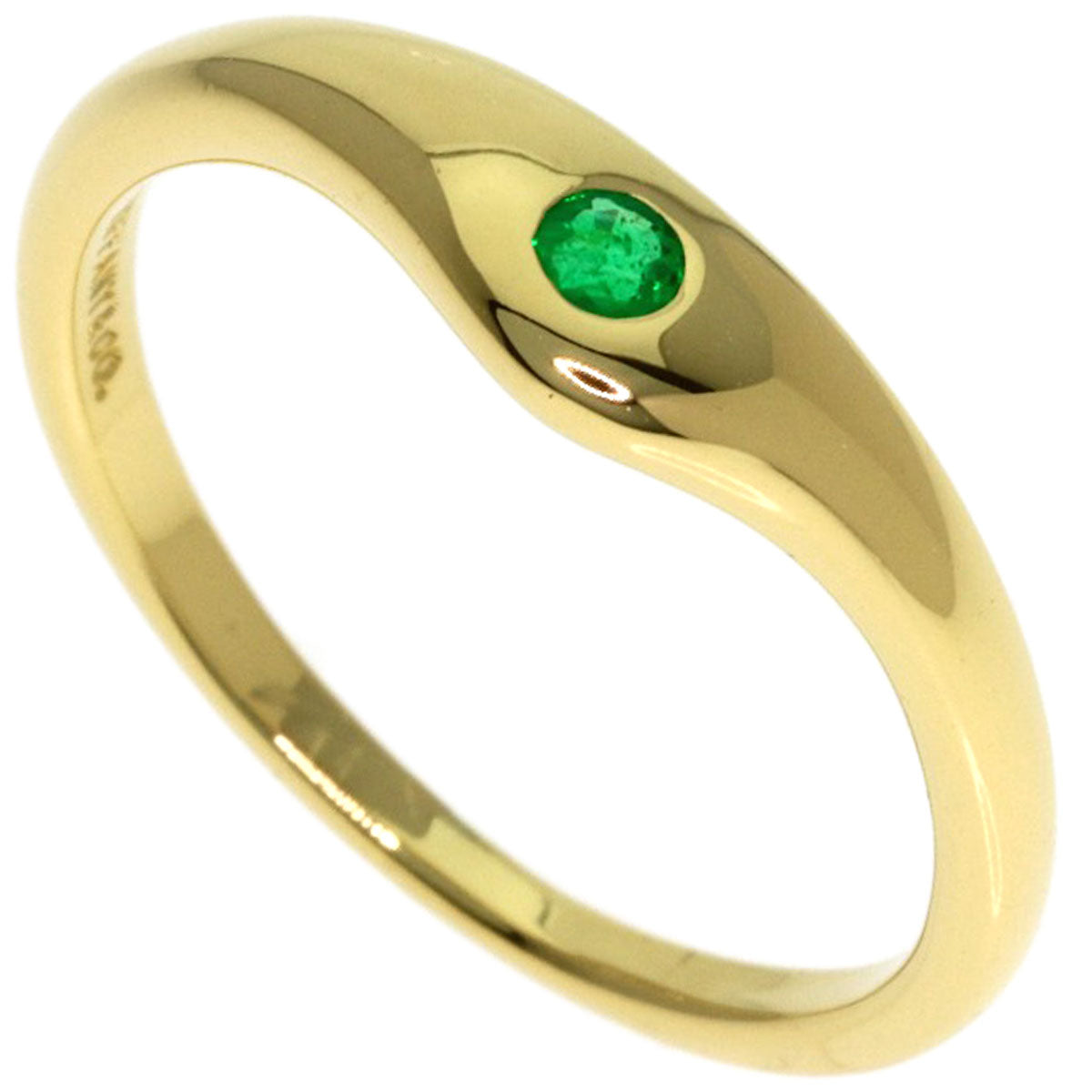 TIFFANY&Co. Curved Band Emerald Ring K18 Yellow Gold Ladies [Used]