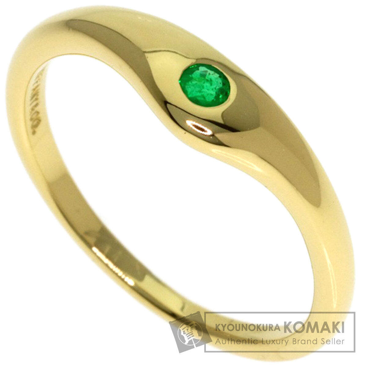 TIFFANY&Co. Curved Band Emerald Ring K18 Yellow Gold Ladies [Used]