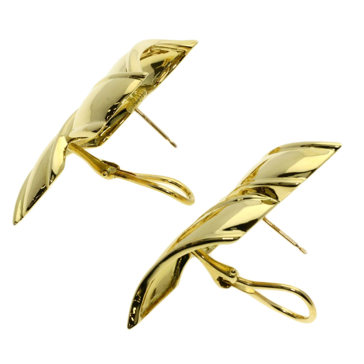 TIFFANY&Co. ribbon earring K18 Yellow Gold Ladies [Used]