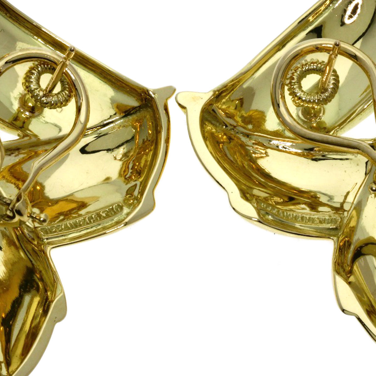 TIFFANY&Co. ribbon earring K18 Yellow Gold Ladies [Used]