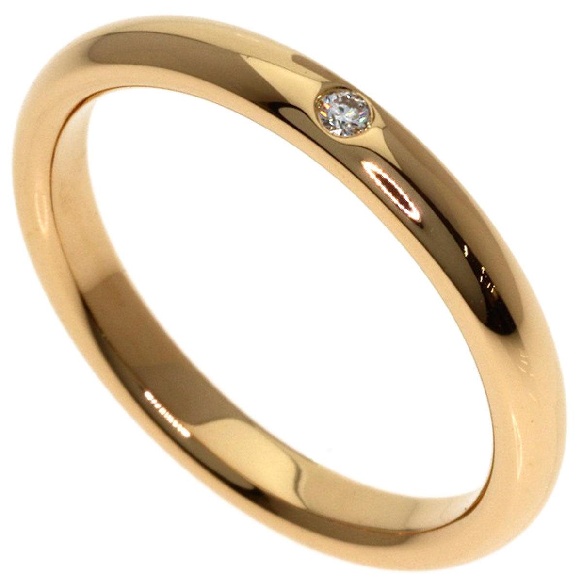 TIFFANY&Co. Stacking band 1P Diamond Ring K18 Pink Gold Ladies [Used]