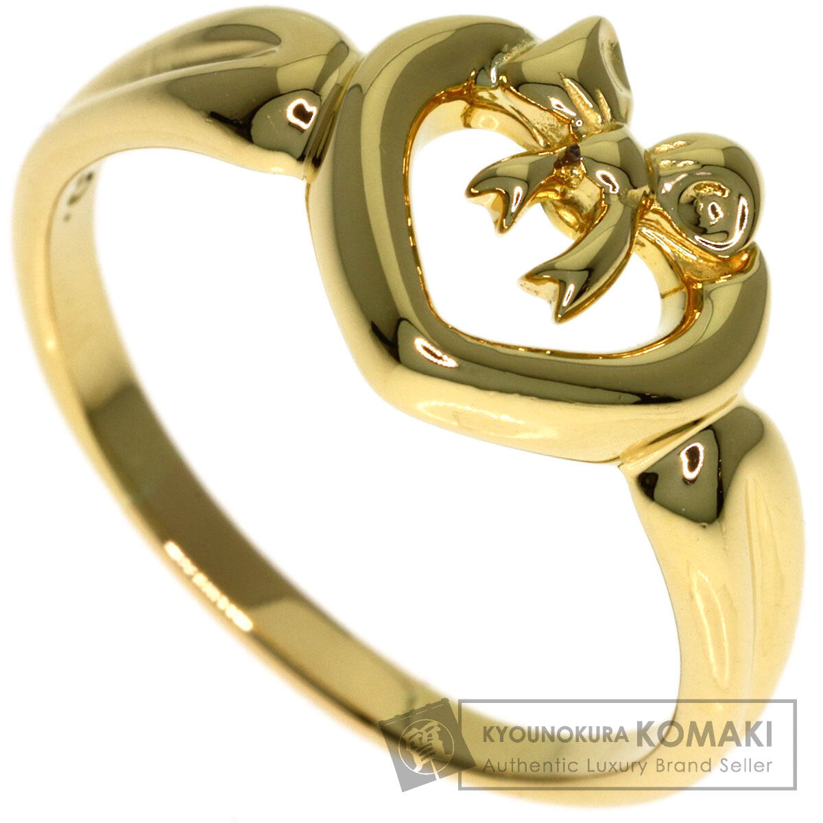 TIFFANY&Co. Heart with bow Ring K18 Yellow Gold Ladies [Used]
