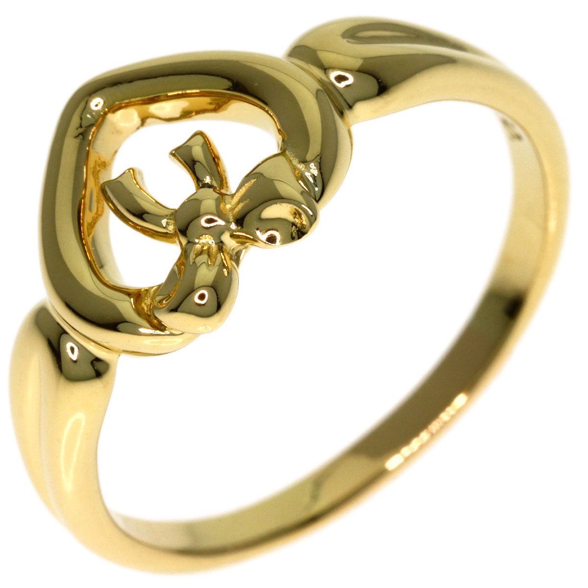 TIFFANY&Co. Heart with bow Ring K18 Yellow Gold Ladies [Used]