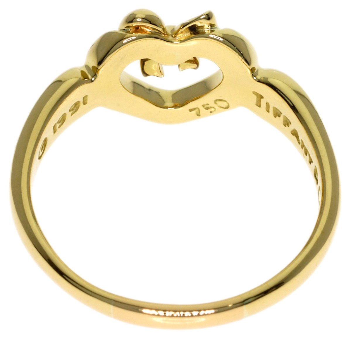 TIFFANY&Co. Heart with bow Ring K18 Yellow Gold Ladies [Used]