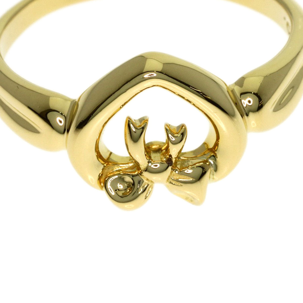 TIFFANY&Co. Heart with bow Ring K18 Yellow Gold Ladies [Used]