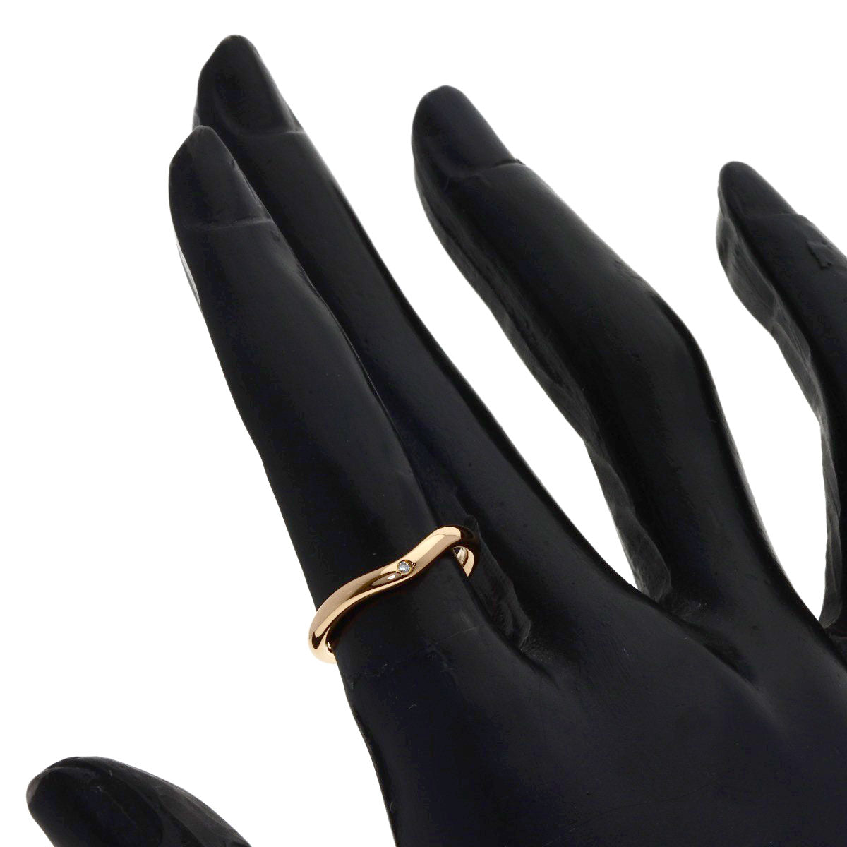 TIFFANY&Co. Curved Band 1P Diamond Ring K18 Pink Gold Ladies [Used]