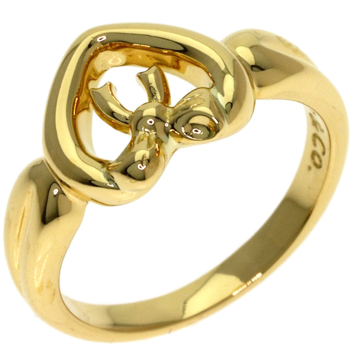 TIFFANY&Co. Heart with Bow Ring K18 Yellow Gold Ladies [Used]