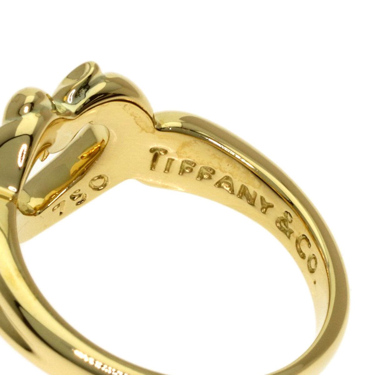 TIFFANY&Co. Heart with Bow Ring K18 Yellow Gold Ladies [Used]