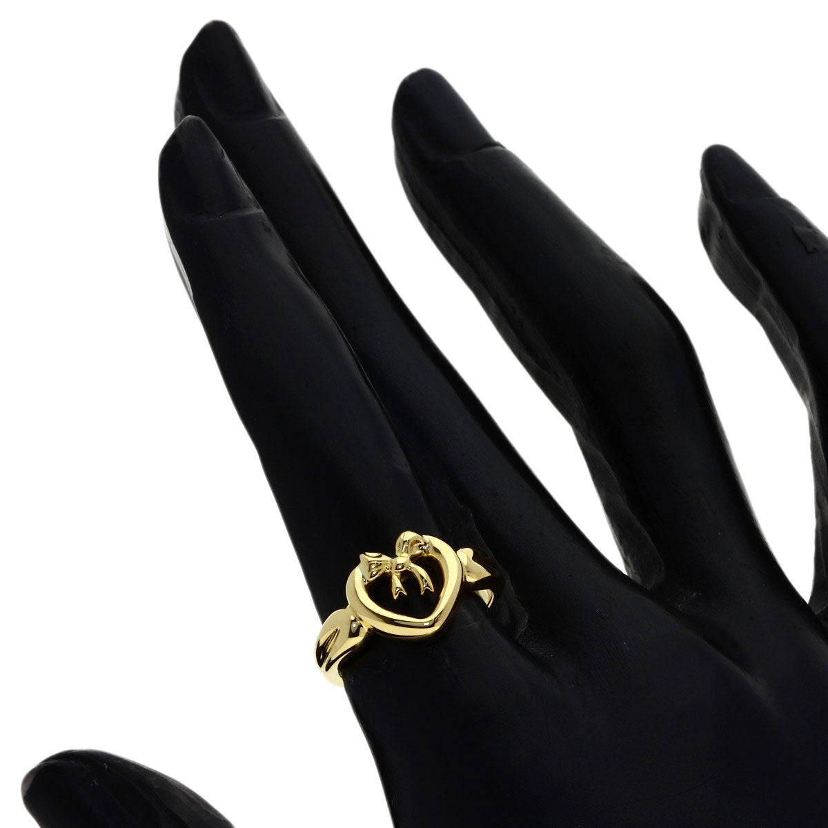 TIFFANY&Co. Heart with Bow Ring K18 Yellow Gold Ladies [Used]