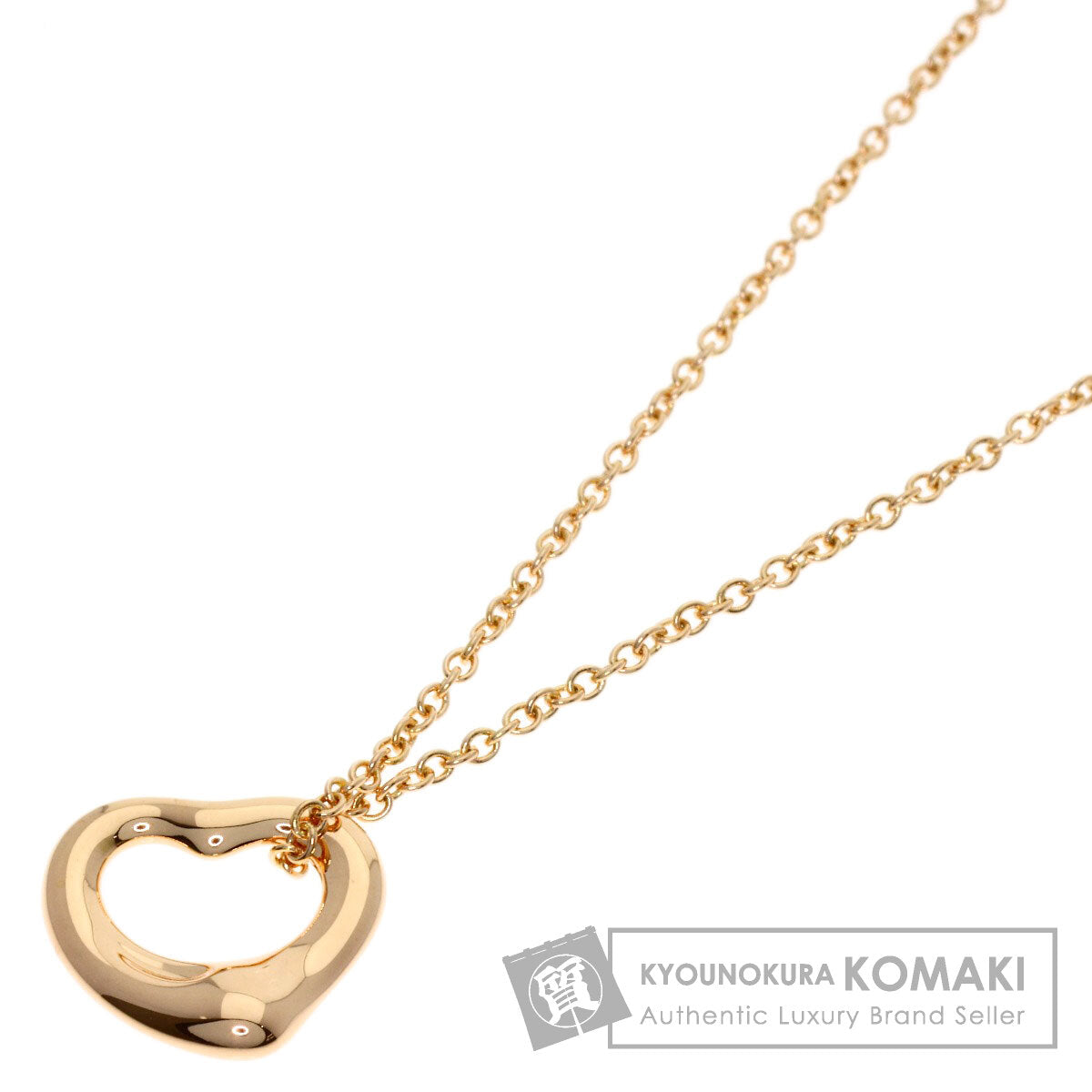 TIFFANY&Co. Open Heart Mini Necklace K18 Pink Gold Ladies [Used]
