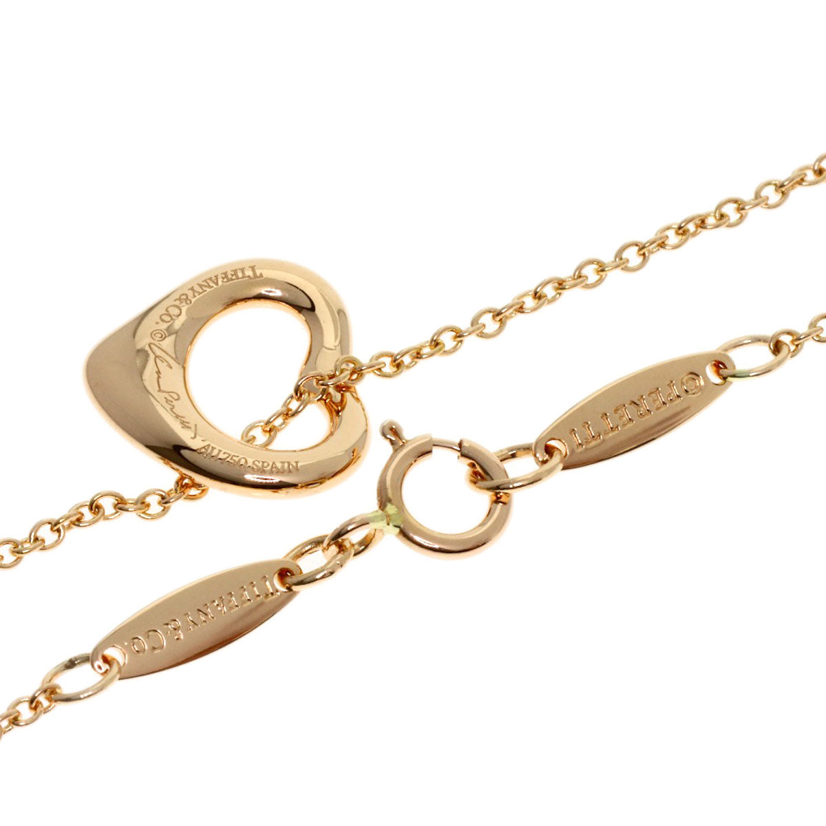 TIFFANY&Co. Open Heart Mini Necklace K18 Pink Gold Ladies [Used]