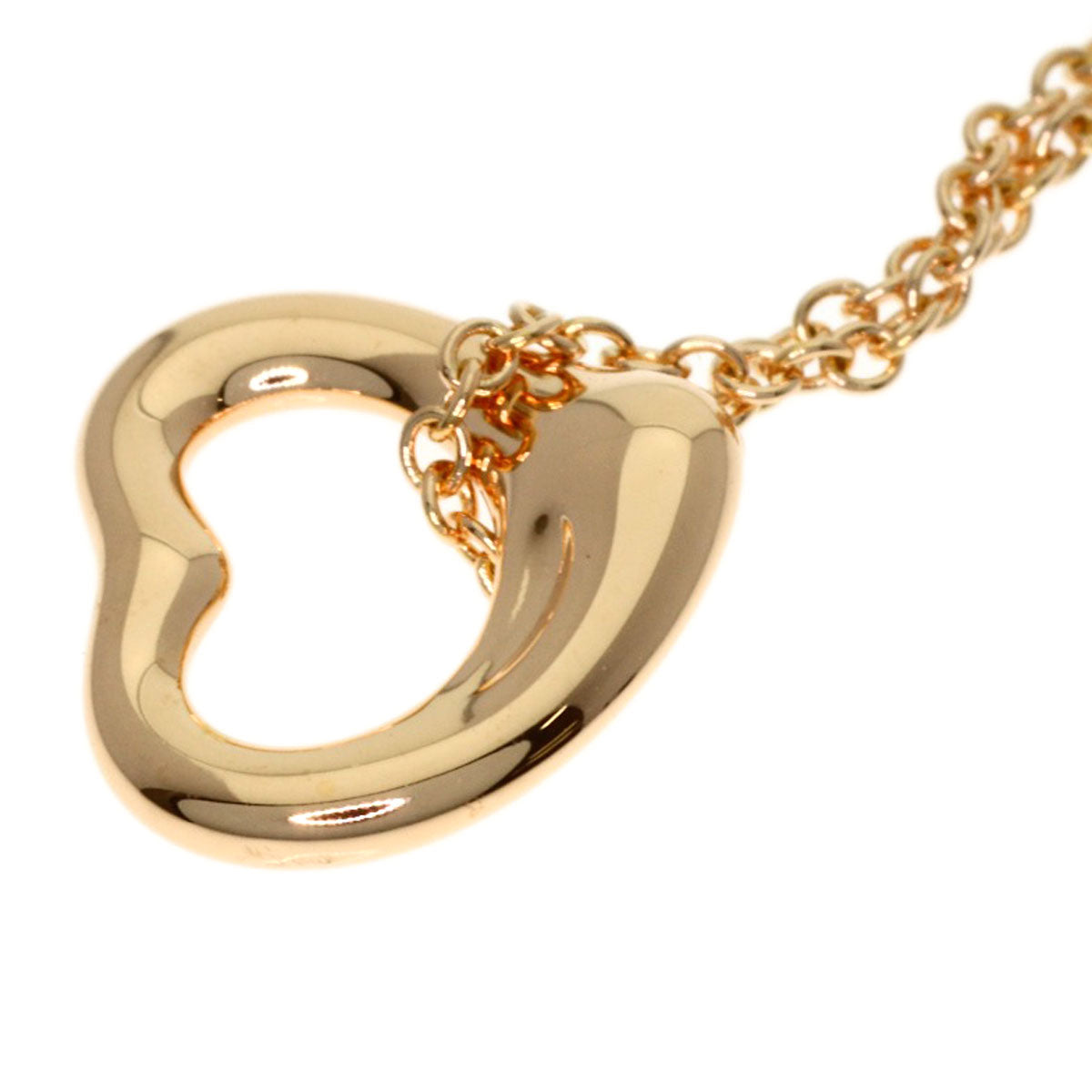 TIFFANY&Co. Open Heart Mini Necklace K18 Pink Gold Ladies [Used]