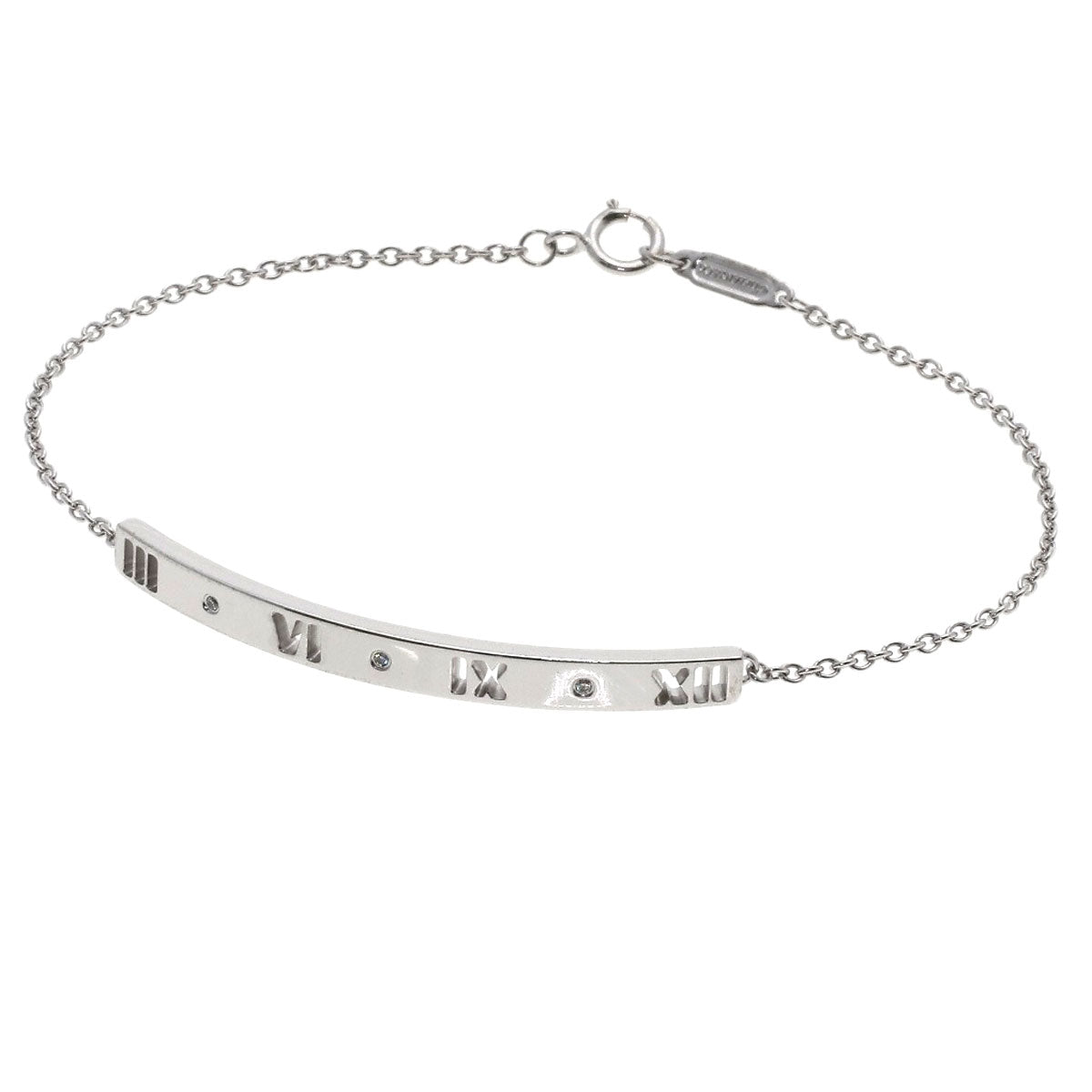 TIFFANY&Co. Atlas 3P Diamond Bracelet K18 White Gold Ladies [Used]