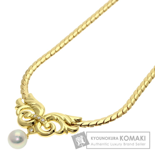 MIKIMOTO Pearl Pearl Diamond Necklace K18 Yellow Gold Ladies [Used]
