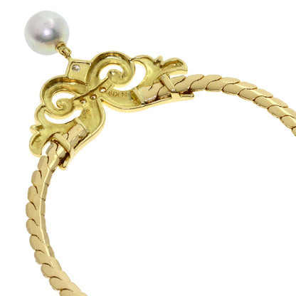 MIKIMOTO Pearl Pearl Diamond Necklace K18 Yellow Gold Ladies [Used]