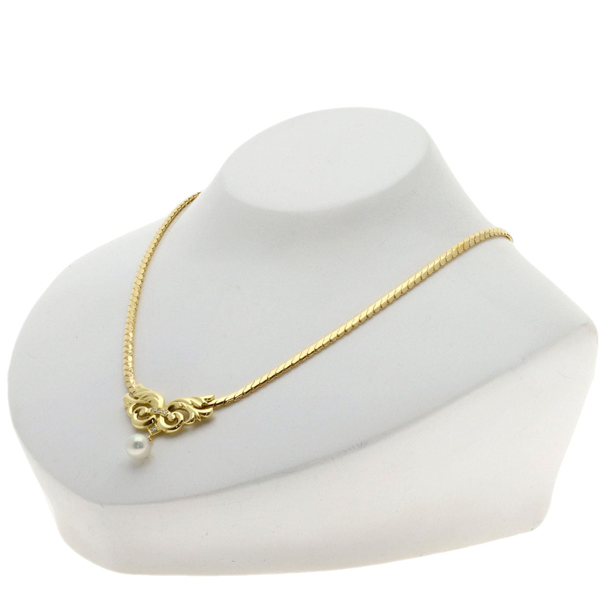 MIKIMOTO Pearl Pearl Diamond Necklace K18 Yellow Gold Ladies [Used]