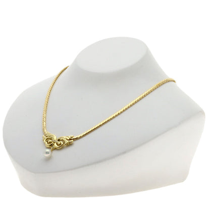 MIKIMOTO Pearl Pearl Diamond Necklace K18 Yellow Gold Ladies [Used]