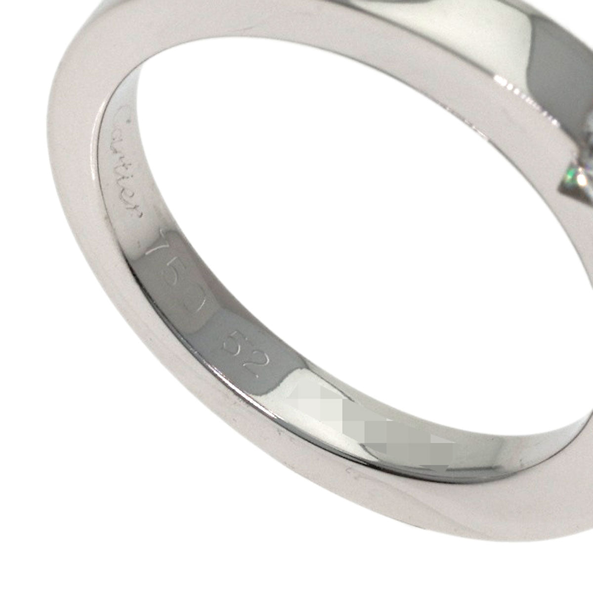CARTIER Date with Diamond #52 Ring K18 White Gold Ladies [Used]