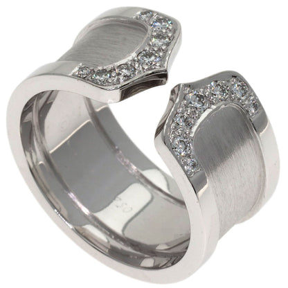 CARTIER 2C Ring LM Diamond #52 Ring K18 White Gold Ladies [Used]
