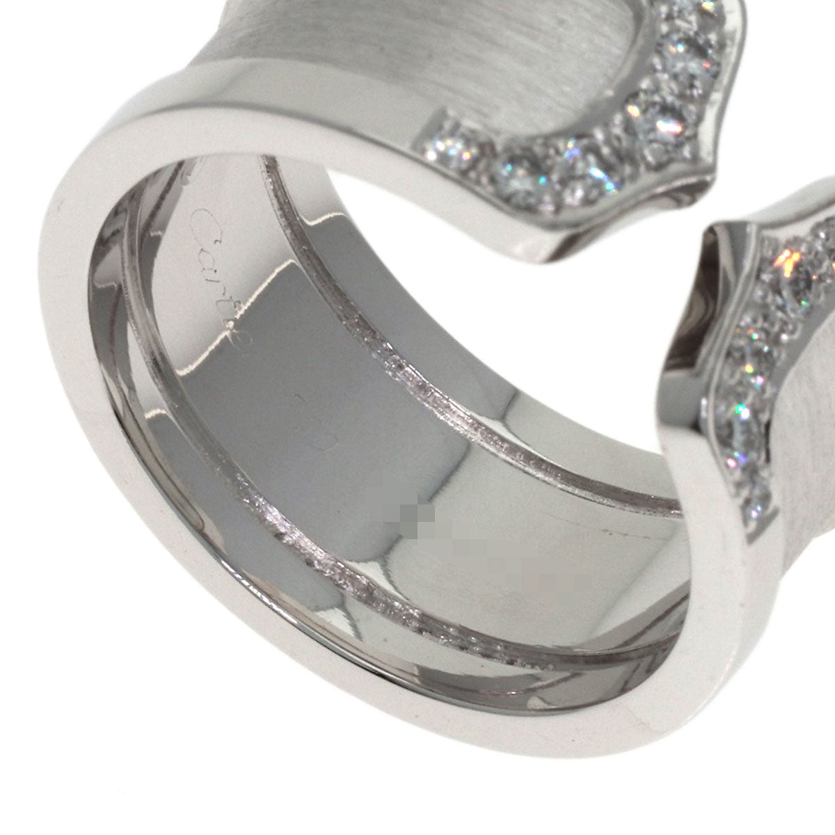 CARTIER 2C Ring LM Diamond #52 Ring K18 White Gold Ladies [Used]
