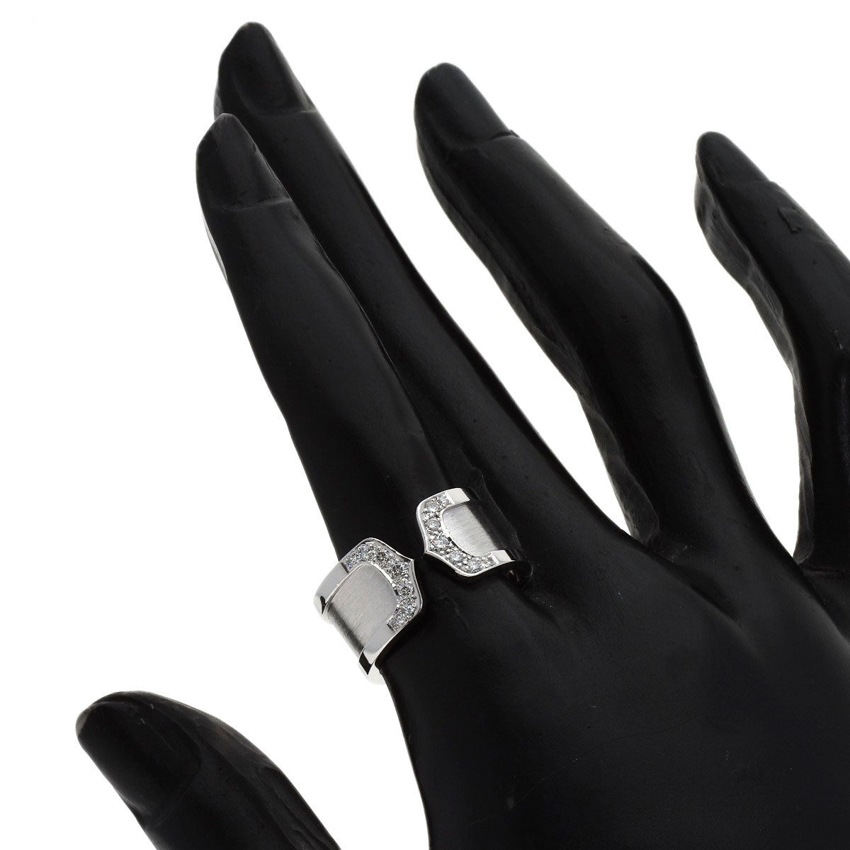 CARTIER 2C Ring LM Diamond #52 Ring K18 White Gold Ladies [Used]