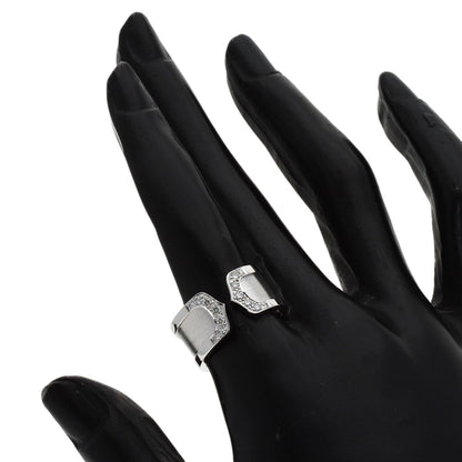 CARTIER 2C Ring LM Diamond #52 Ring K18 White Gold Ladies [Used]