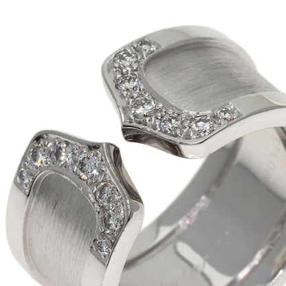 CARTIER 2C Ring LM Diamond #52 Ring K18 White Gold Ladies [Used]
