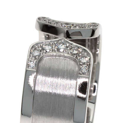 CARTIER 2C Ring LM Diamond #52 Ring K18 White Gold Ladies [Used]
