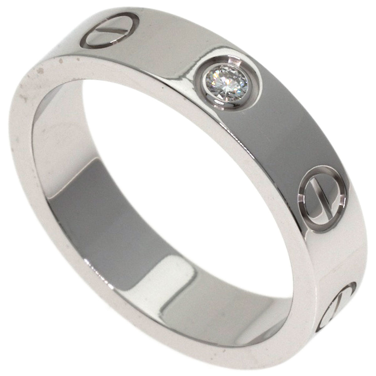 CARTIER mini love ring 1P Diamond #46 Ring K18 White Gold Ladies [Used]