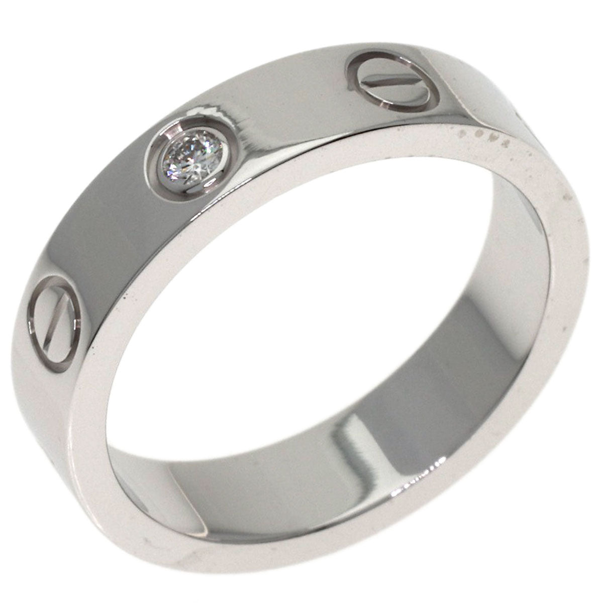 CARTIER mini love ring 1P Diamond #46 Ring K18 White Gold Ladies [Used]