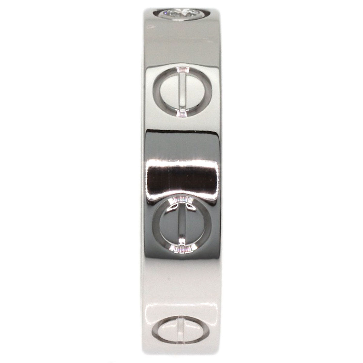 CARTIER mini love ring 1P Diamond #46 Ring K18 White Gold Ladies [Used]
