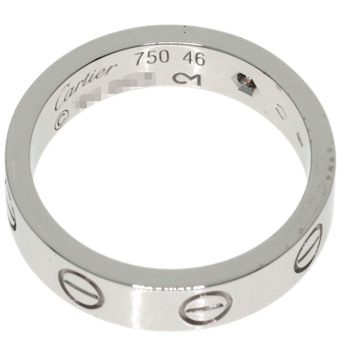 CARTIER mini love ring 1P Diamond #46 Ring K18 White Gold Ladies [Used]