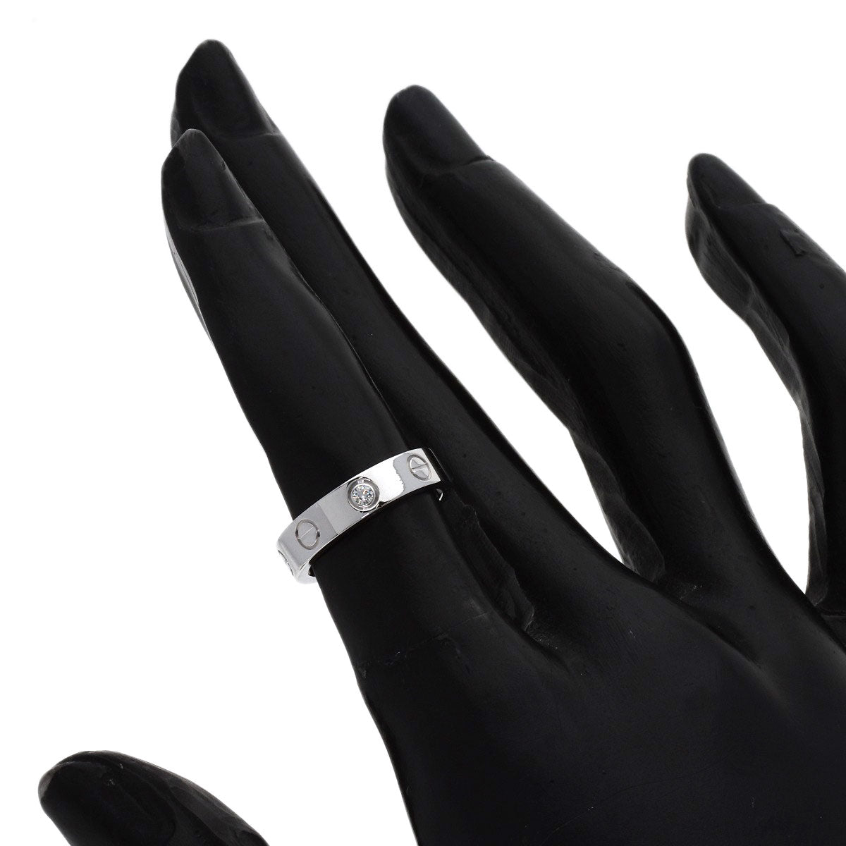 CARTIER mini love ring 1P Diamond #46 Ring K18 White Gold Ladies [Used]