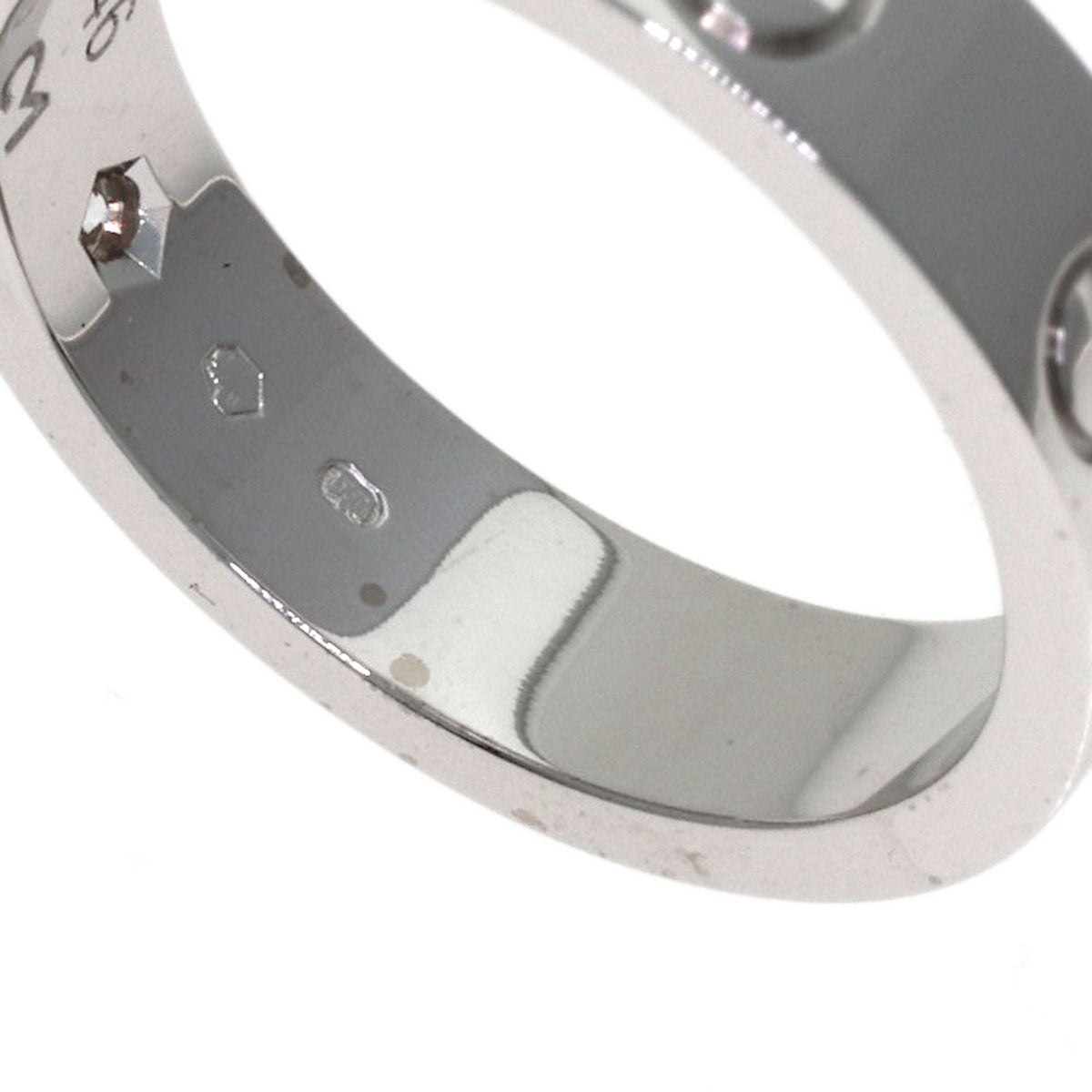 CARTIER mini love ring 1P Diamond #46 Ring K18 White Gold Ladies [Used]